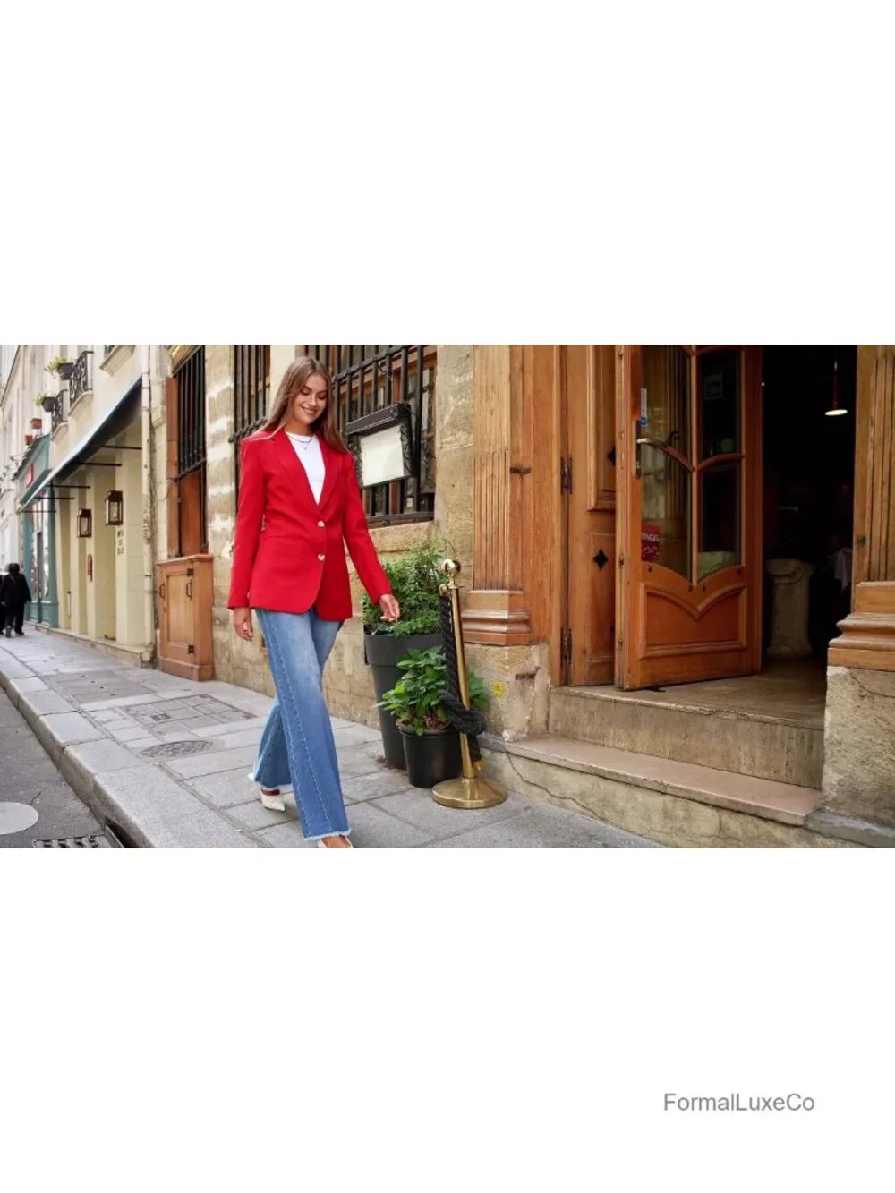 Business Casual Long Sleeve Notch Lapel Blazer with Pockets